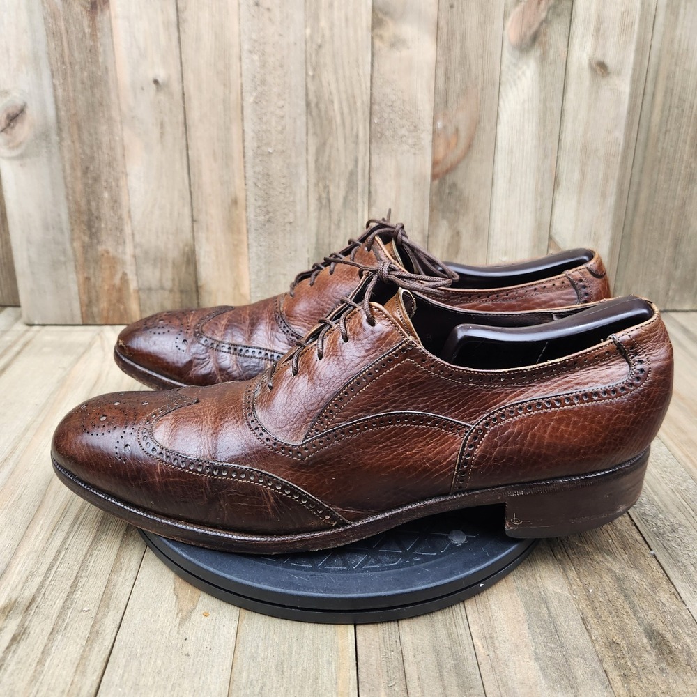 Florsheim Royal Imperial Wingtip Oxford Shoes Mens 11 B Brown Pebble Grain 01411